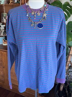 Urban Outfitters Vintage BDG Striped Long Sleeve Tee in Purple and Teal M